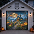 Haunted House & Pumpkin Night Sky | Halloween Garage Door Banner Cover