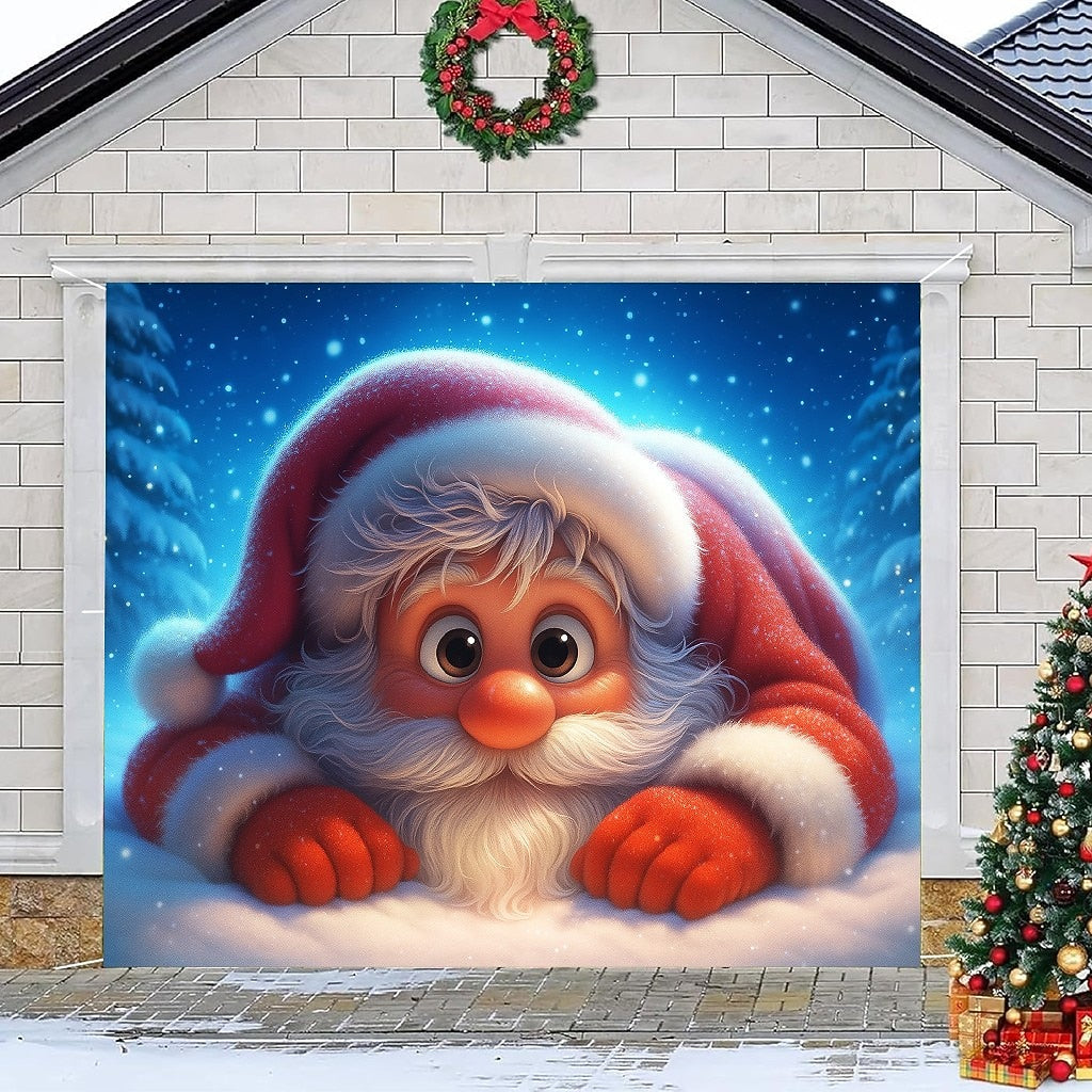 Snowy Santa Garage Door Cover