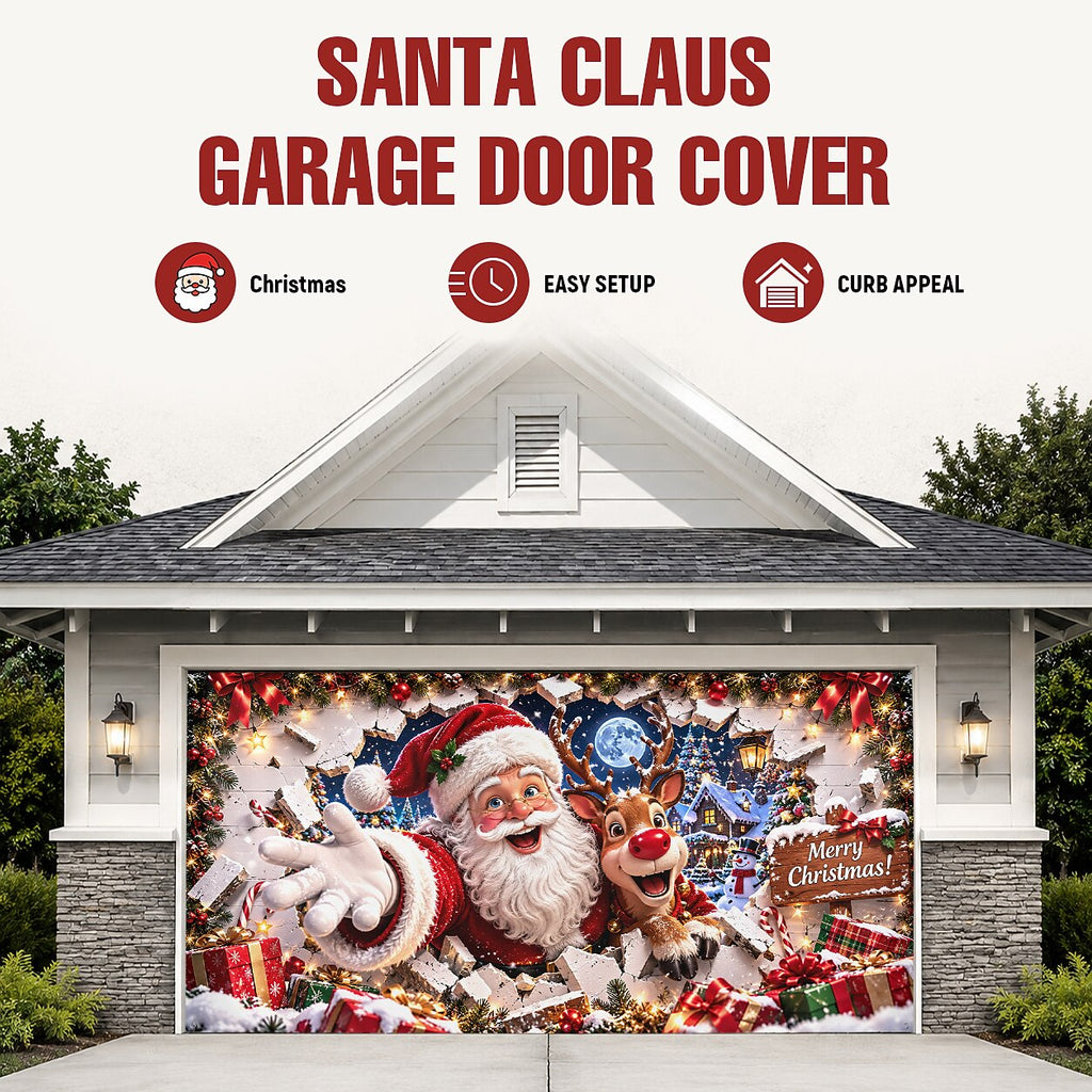 Christmas Garage Door Cover - Snowman Winter Wonderland Design