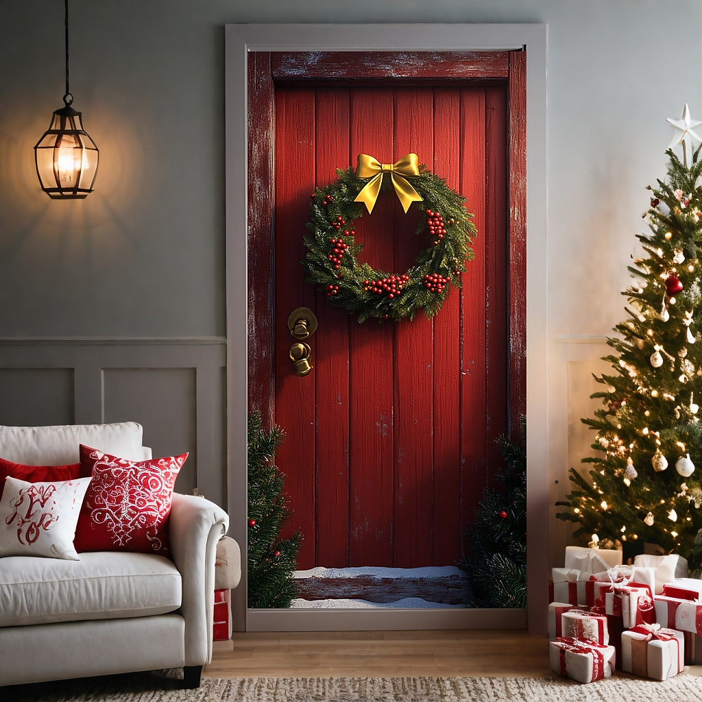 Festive Deer Christmas Door Cover
