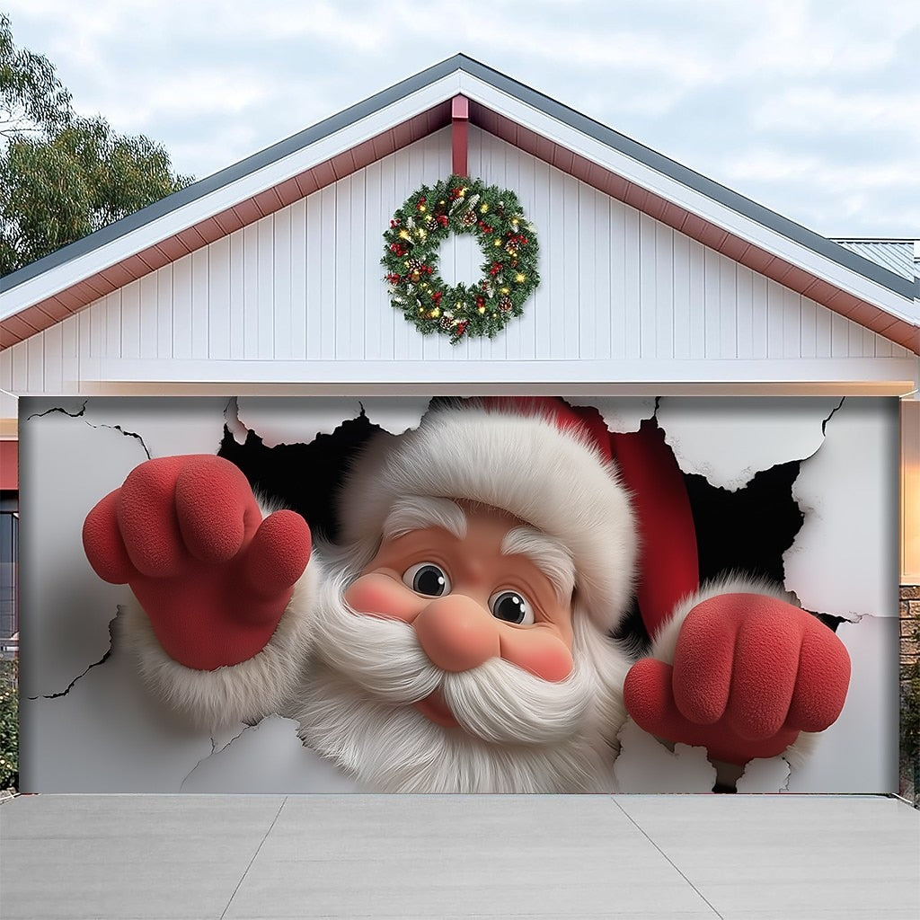 Santa Breakthrough Garage Door Cover