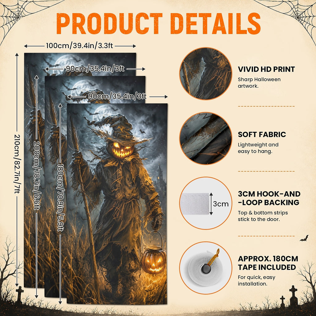Pumpkin Door Banner Halloween Door Cover Pumpkin Scarecrow Jack O