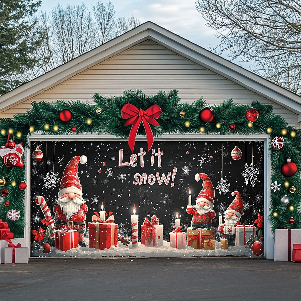 Christmas Gnomes & Elves Garage Door Cover