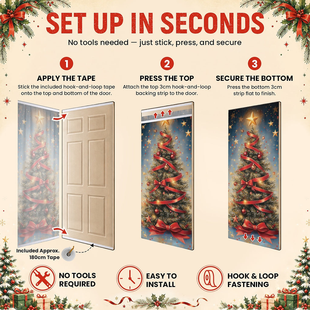 Nativity Scene & Christmas Wreath Christmas Door Cover