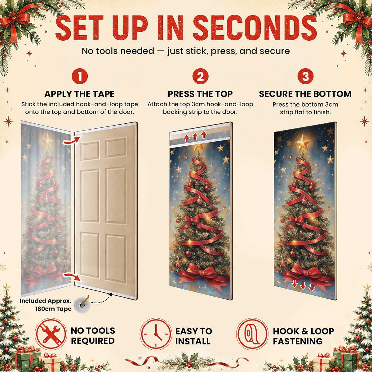 Nativity Scene & Christmas Wreath Christmas Door Cover