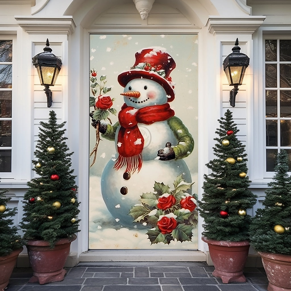 Snowman Hot Chocolate Christmas Door Cover