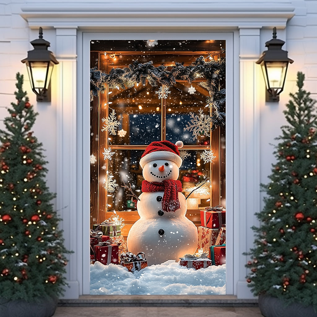 Snowman Christmas Door Cover