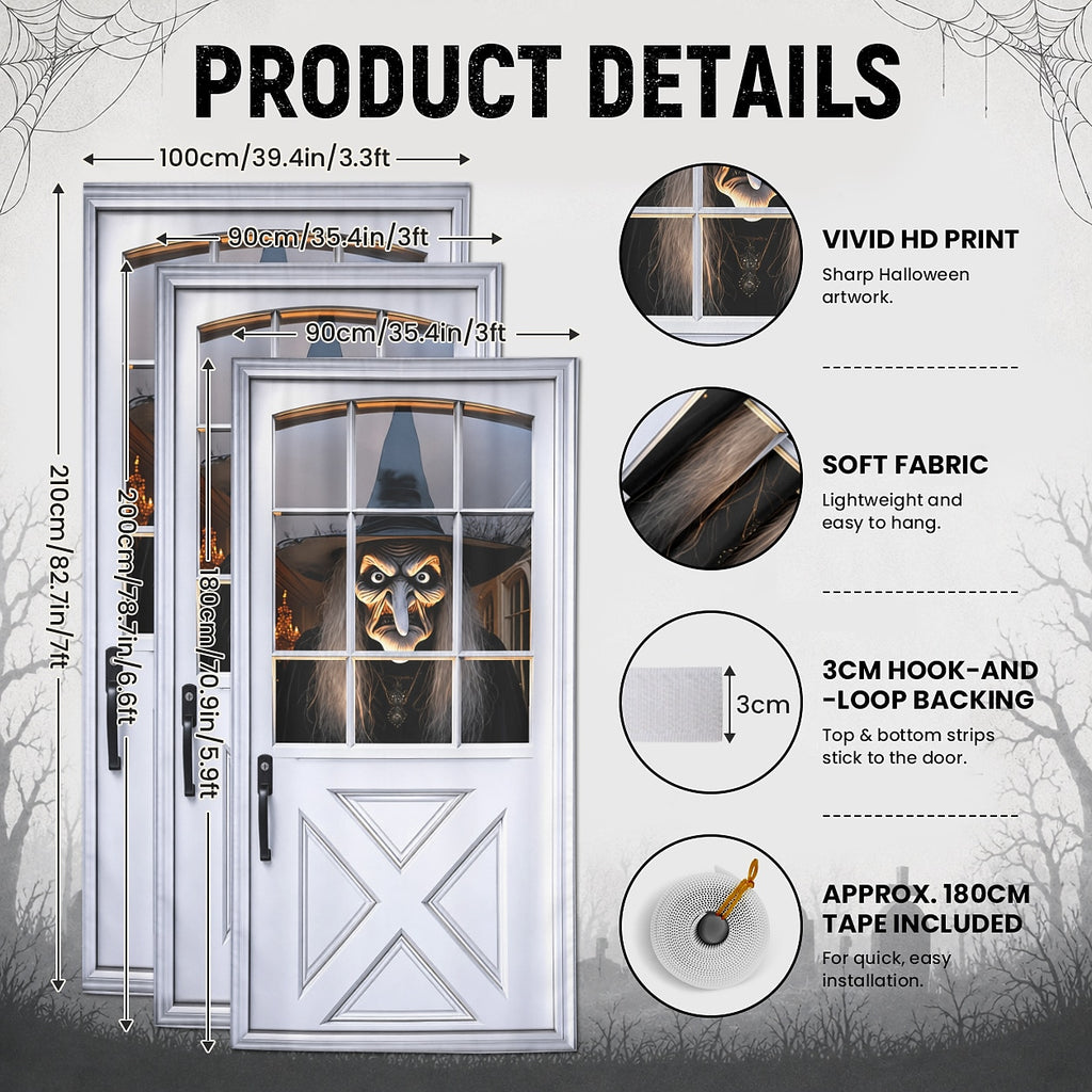 Face Window 3D Illusion Banner Halloween Door Cover Ghost Bride Haunted