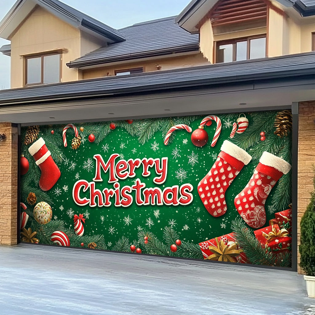 Christmas Stockings Garage Door Cover