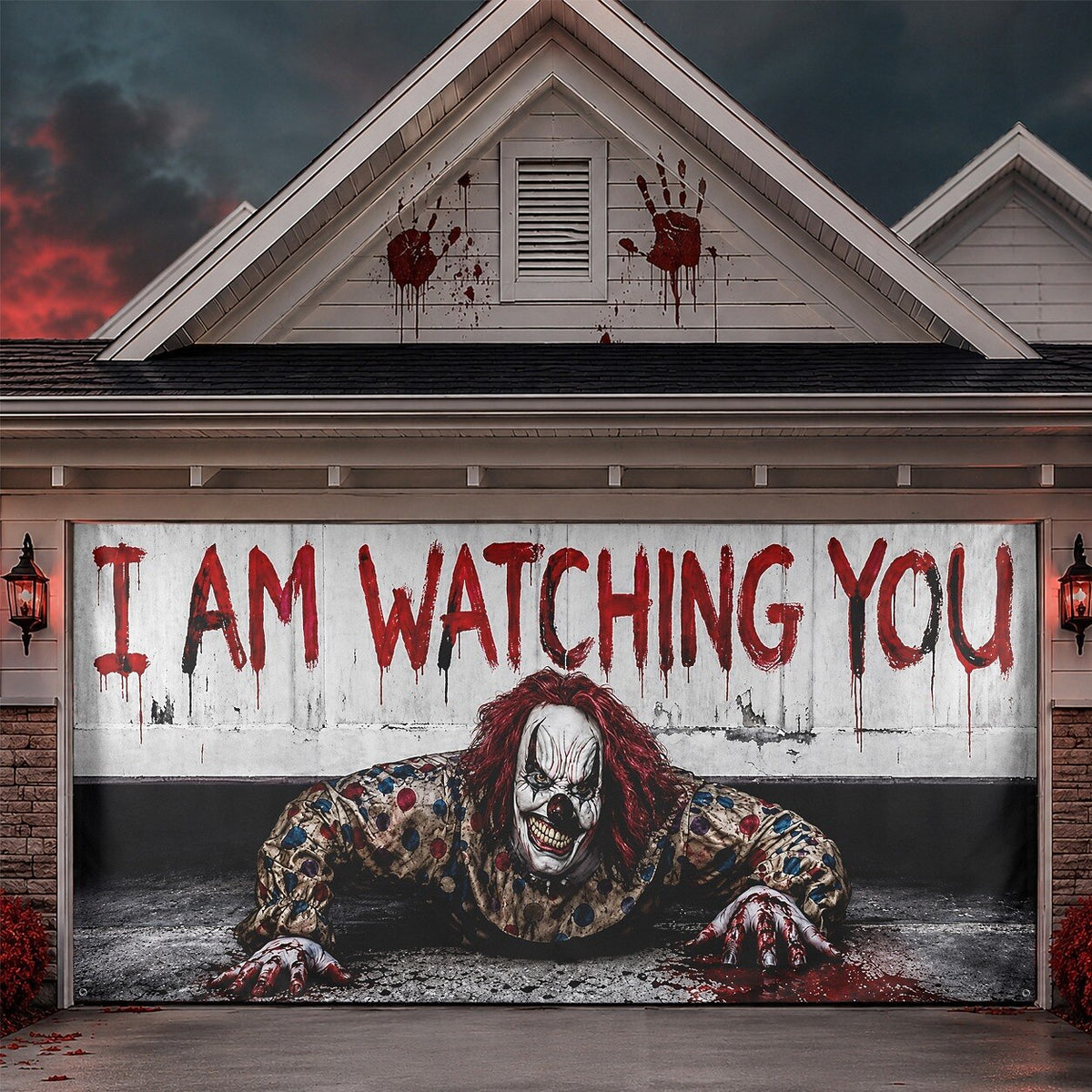Evil Circus Clown Halloween Garage Door Cover