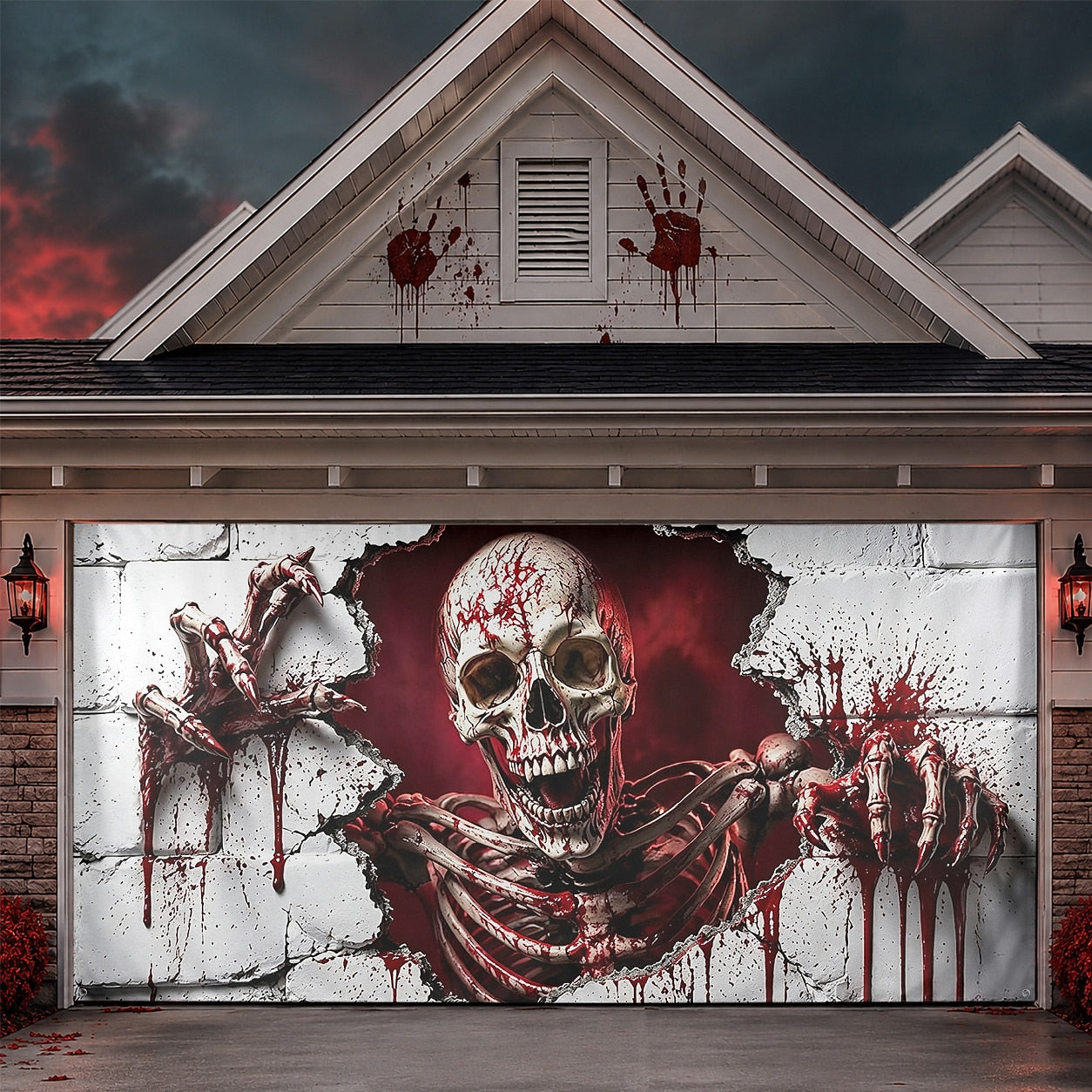 3D Illusion Skeleton | Halloween Garage Door Banner Cover