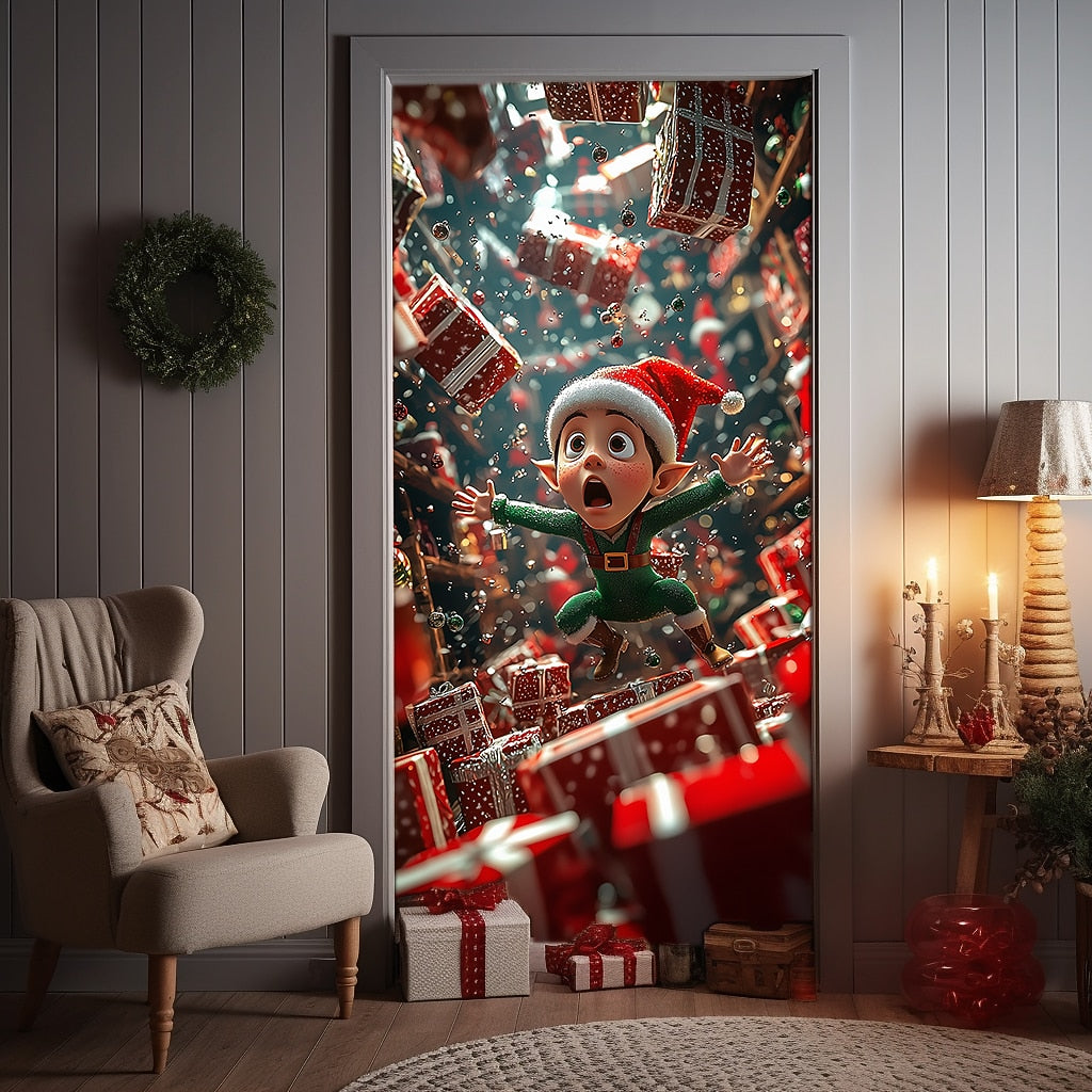 Joy Elf Christmas Door Cover