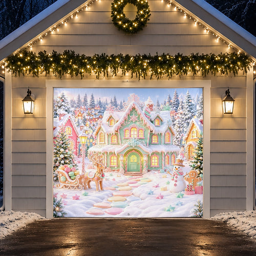 Colorful Gingerbread House Garage Door Cover