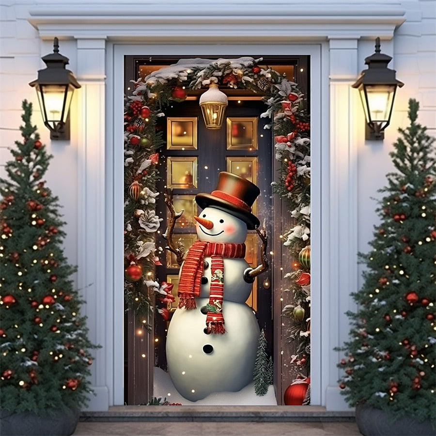 Snowman Christmas Door Cover