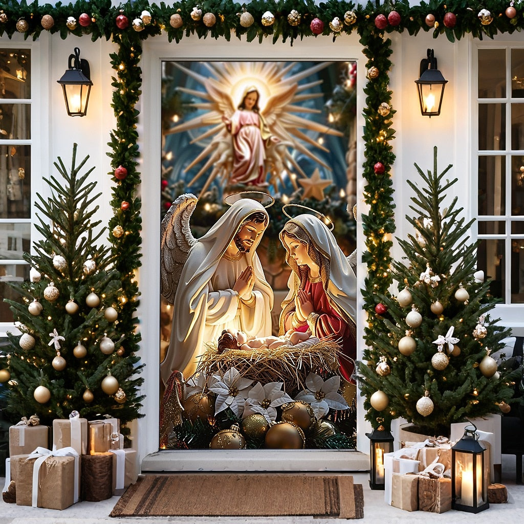 Nativity Scene Christmas Door Cover