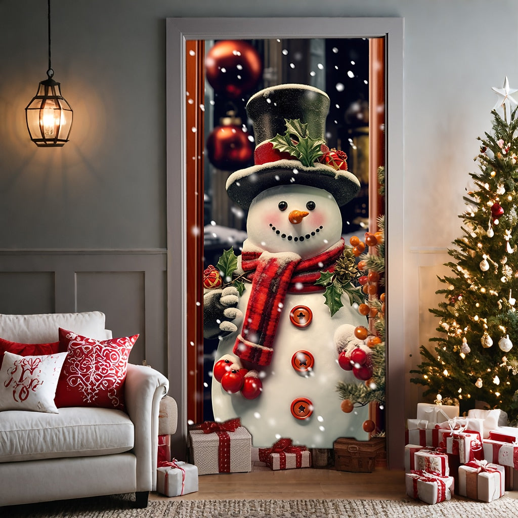 Snowman Christmas Door Cover