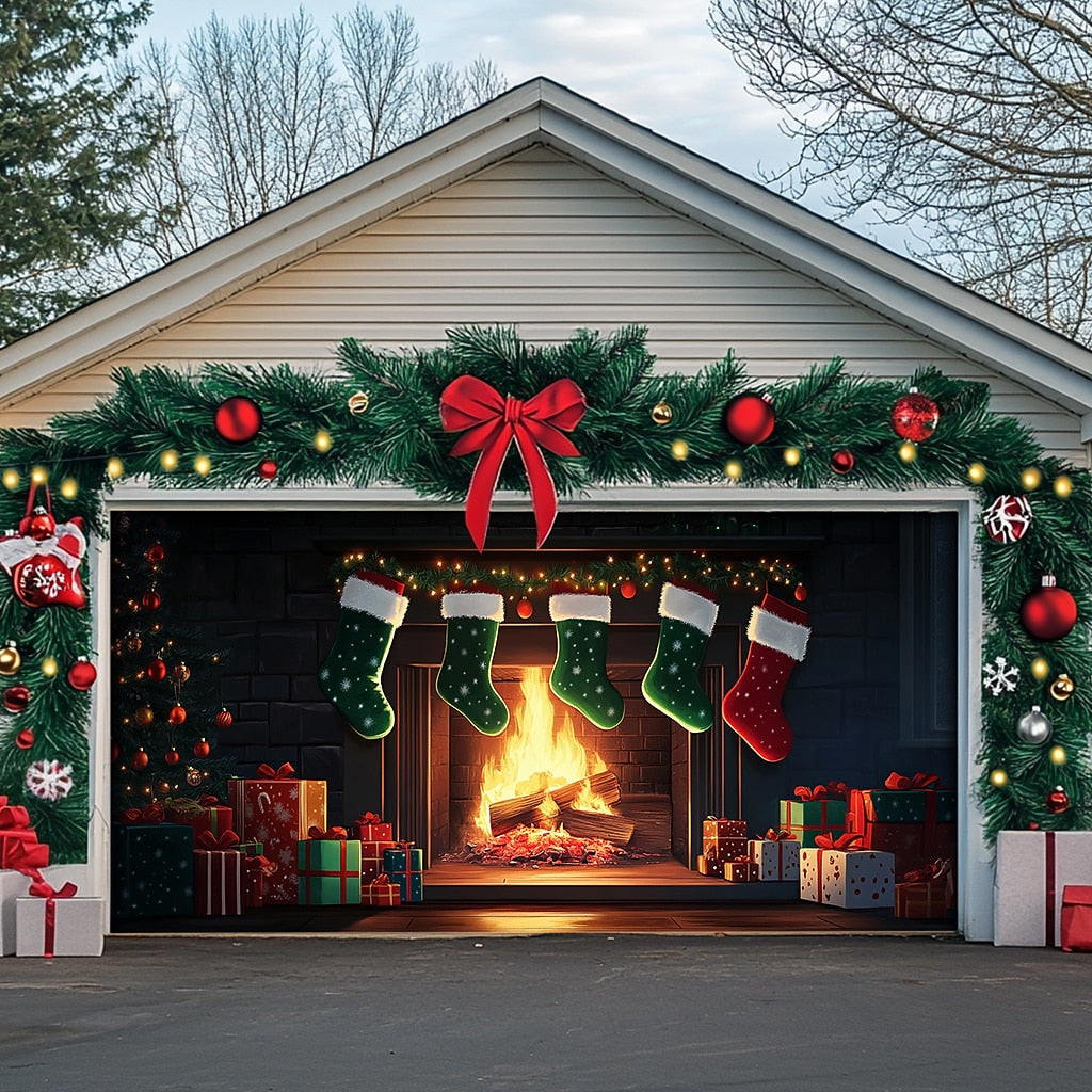 Christmas Gnomes & Elves Garage Door Cover