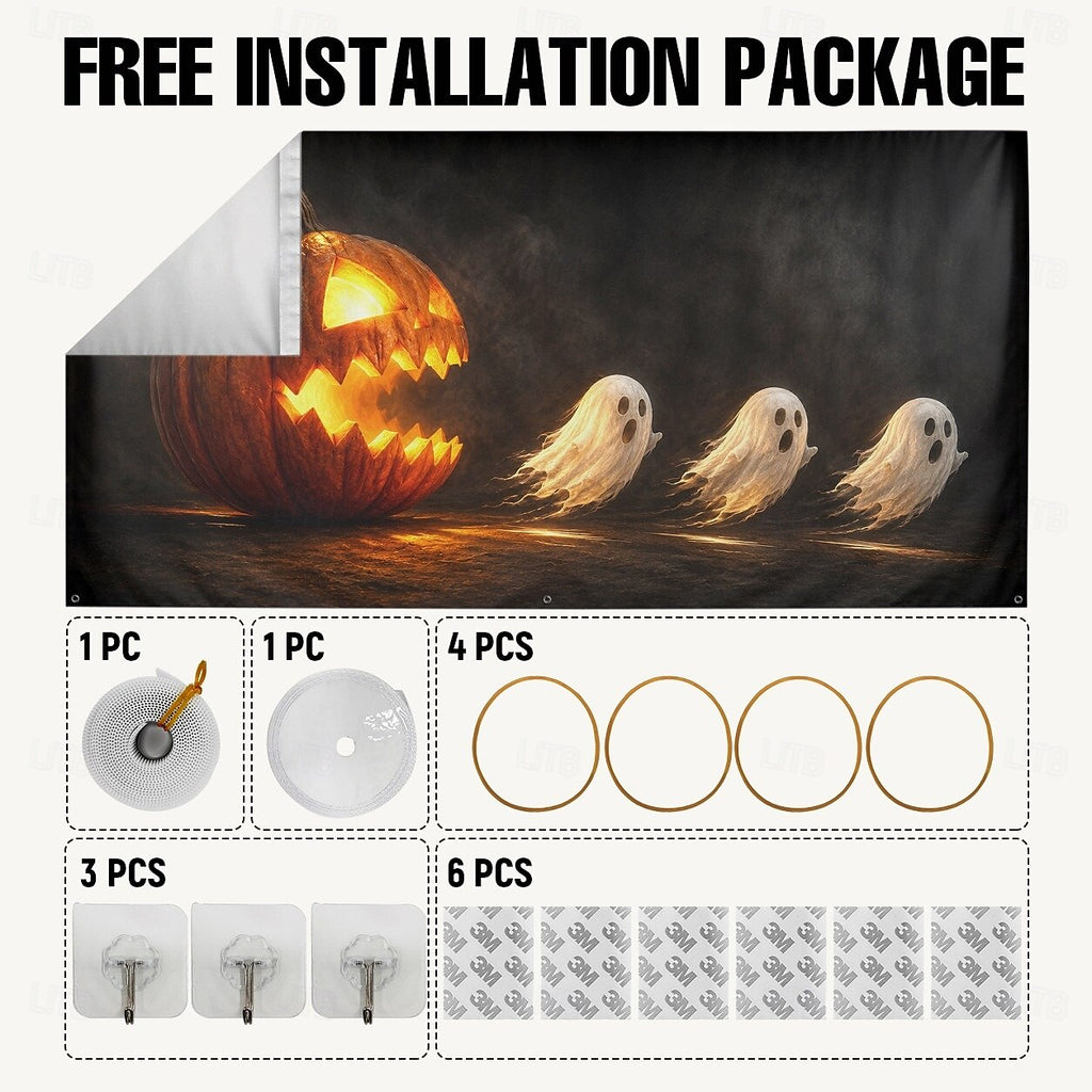 Cute Ghosts Witch Hats Halloween Garage Door Cover