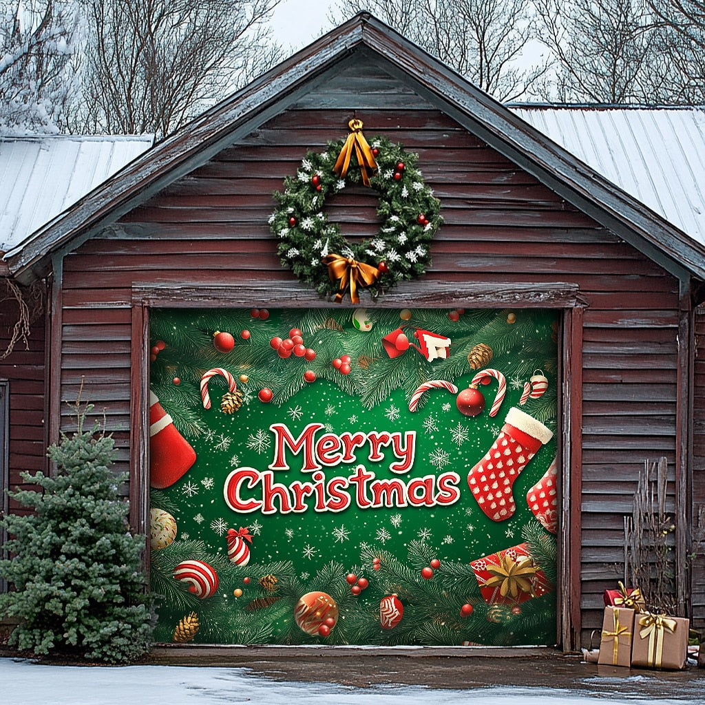 Christmas Stockings Garage Door Cover
