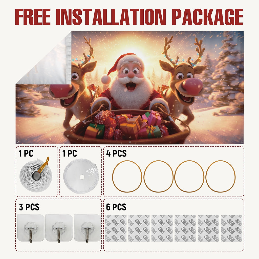 Motorcycle Santa Garage Door Cover