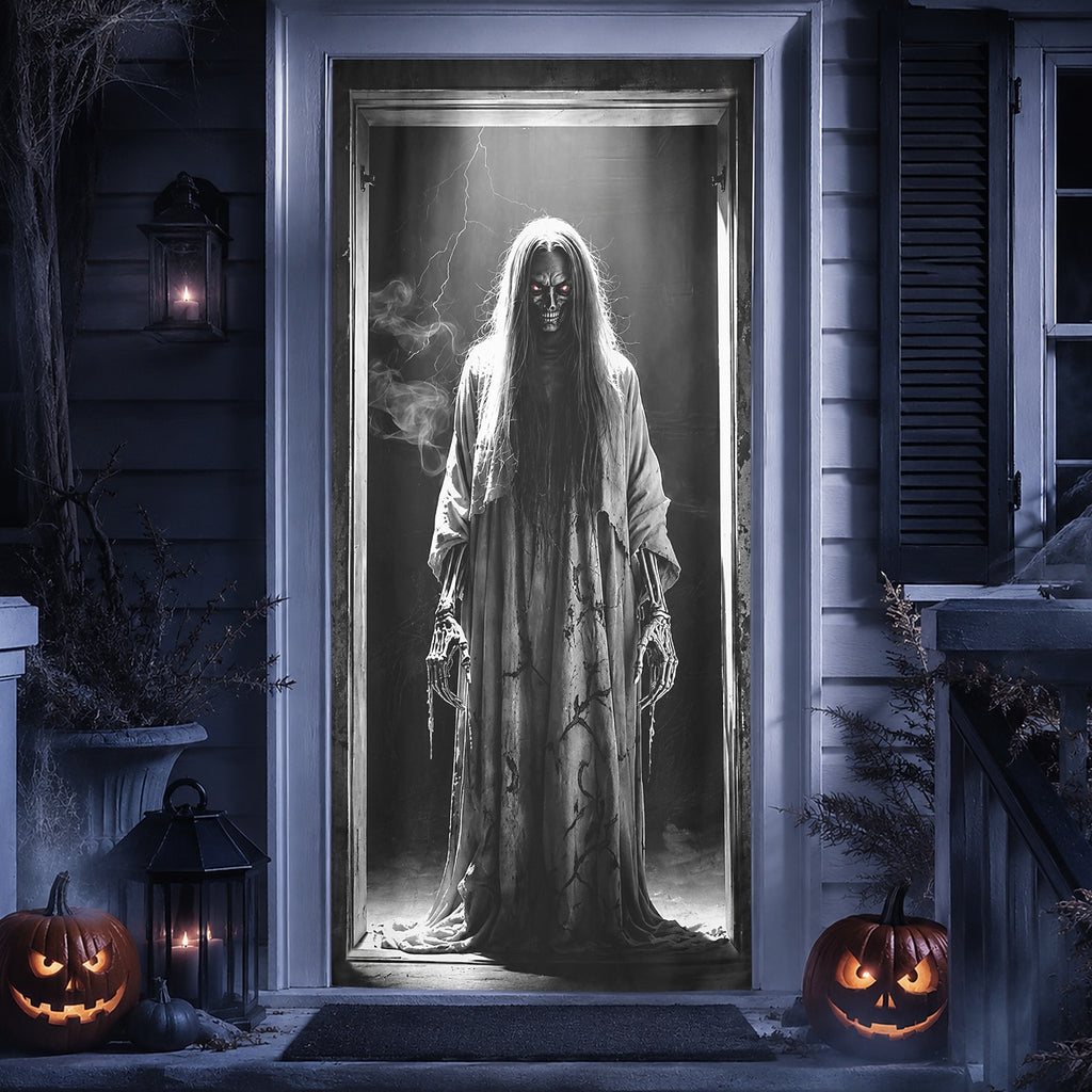 Ghost Reaper Skeleton Girl Horror Door Wrap Halloween Door Cover