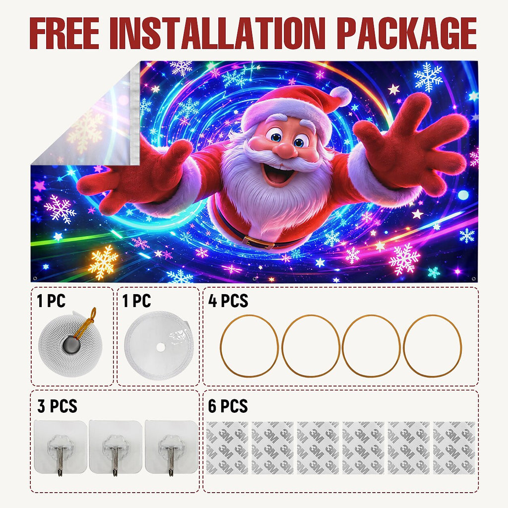 Blacklight Christmas Garage Cover 3D UV Reactive Santa
