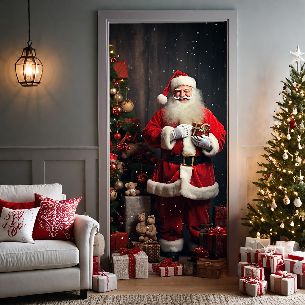 Santa Standing Christmas Door Cover