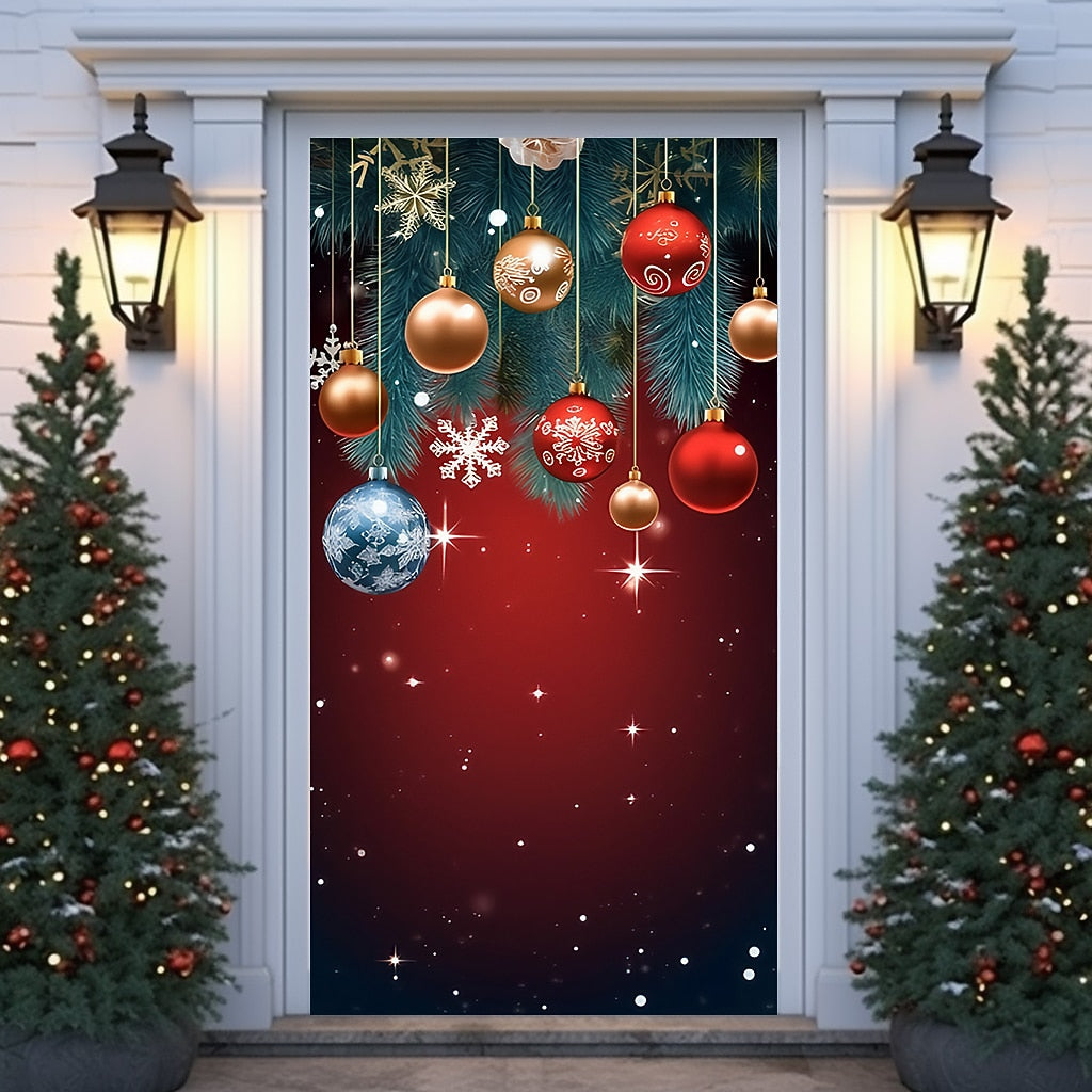 Festive Ornaments Christmas Door Cover