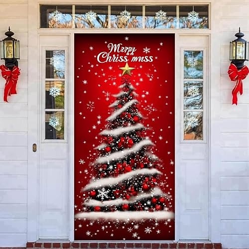 Snowman Christmas Tree & Gift Boxes Christmas Door Cover