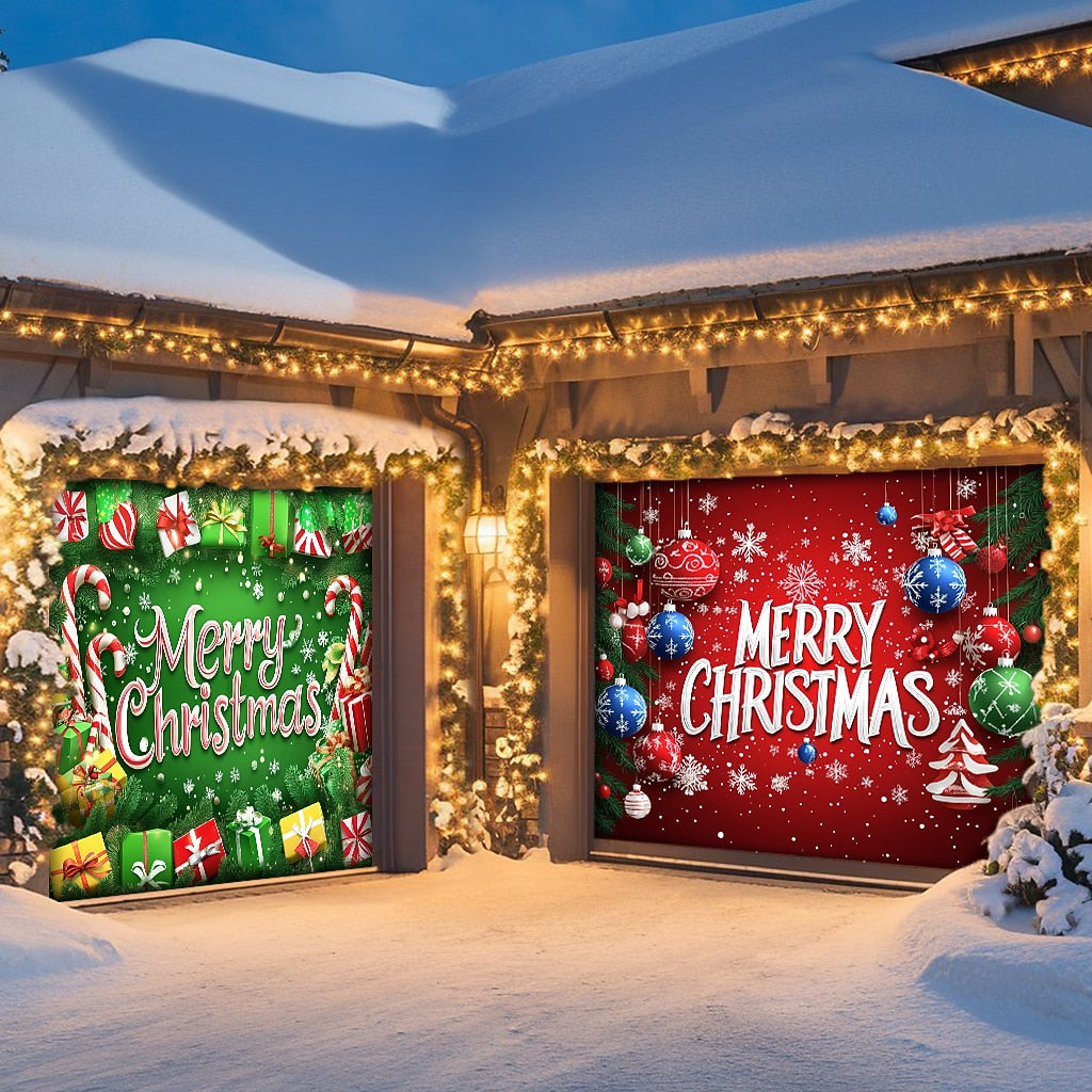 Merry Christmas Garage Door Cover
