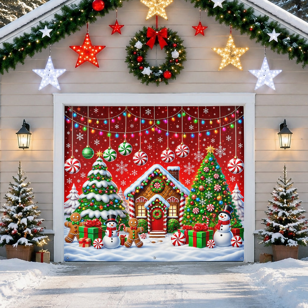 Gingerbread Candy Cane Garage Door Cover