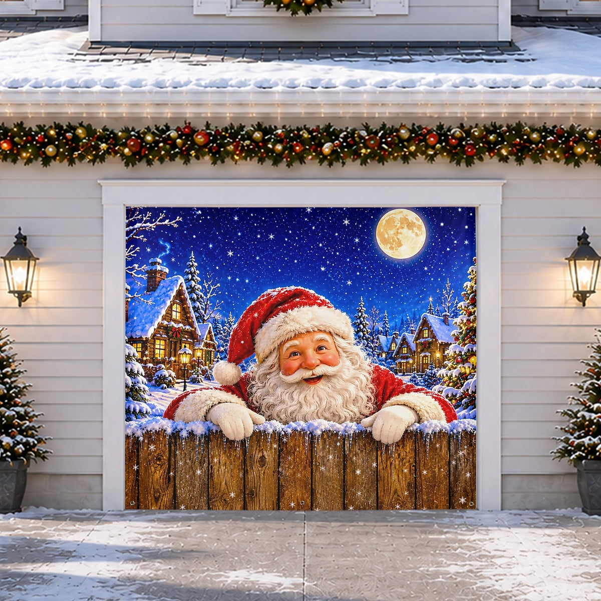 Peeking Santa Garage Door Cover
