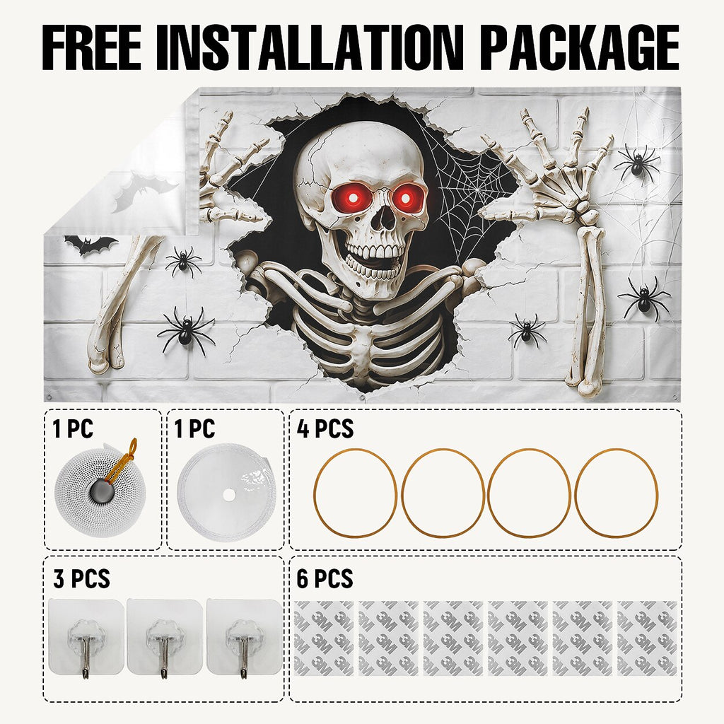 Halloween Skeleton Reaching Hands Garage Door Cover