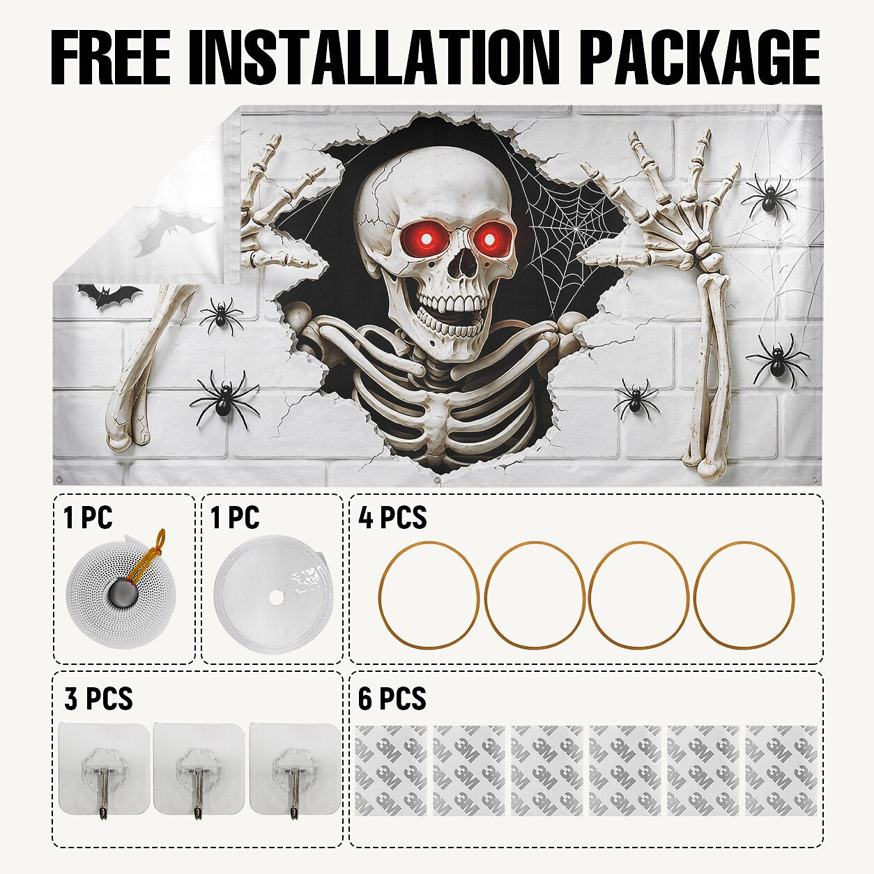 Halloween Skeleton Reaching Hands Garage Door Cover