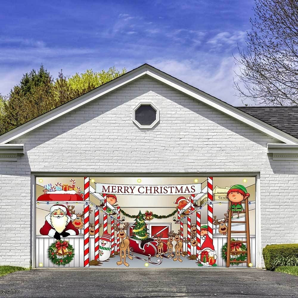 Christmas Gnomes Garage Door Cover