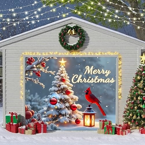 Christmas Cardinal Garage Door Cover