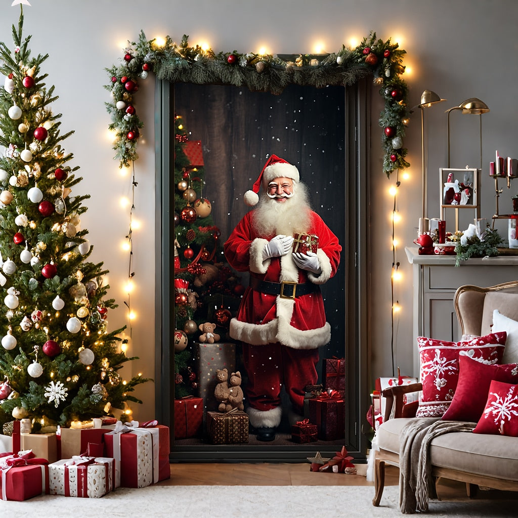 Santa Standing Christmas Door Cover