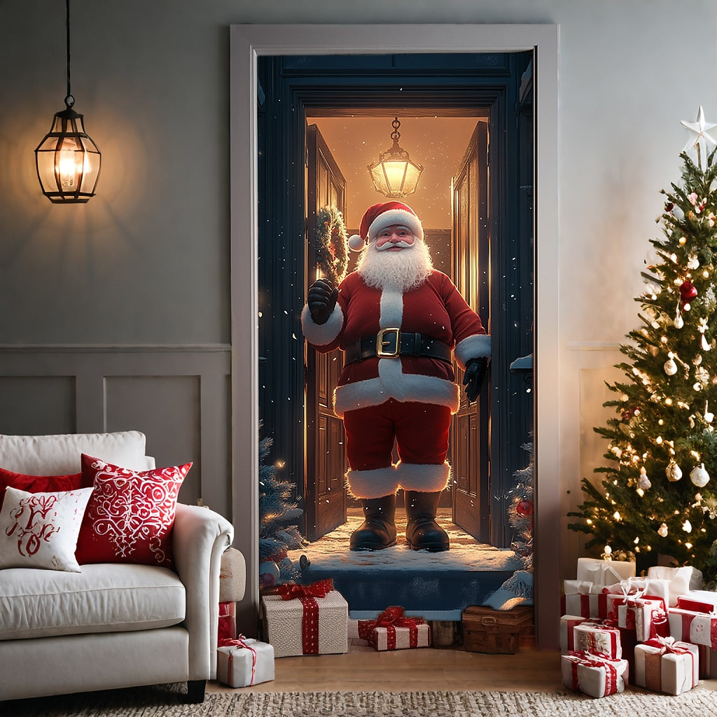 Santa Standing Christmas Door Cover