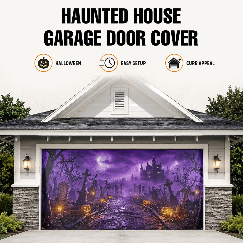 Halloween Haunted Graveyard Garage Door Cover