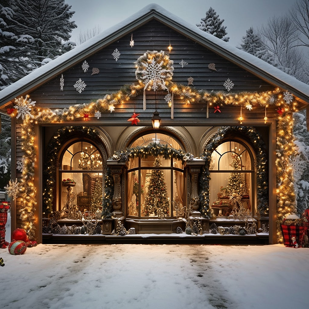 Christmas Shop Window Garage Door Cover
