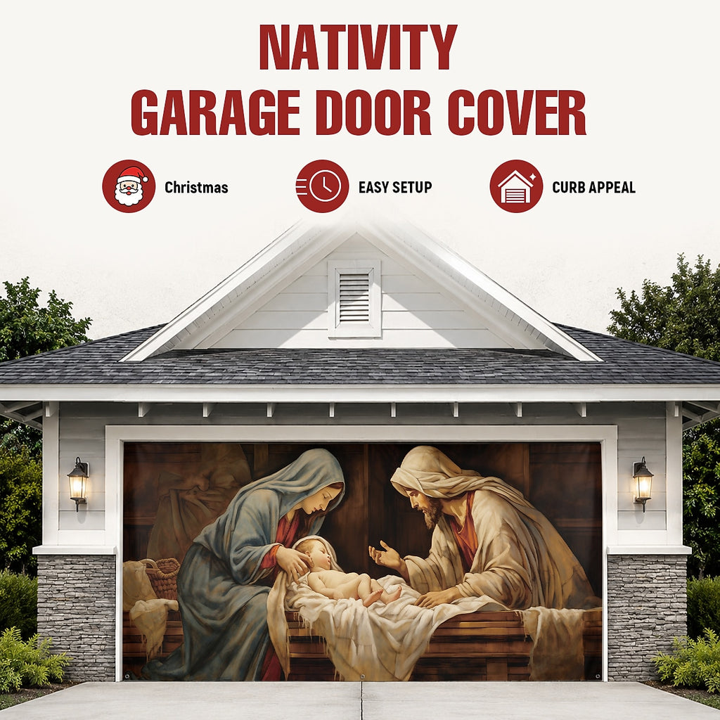 Nativity Christmas Garage Door Cover