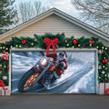 Motorcycle Santa Garage Door Cover