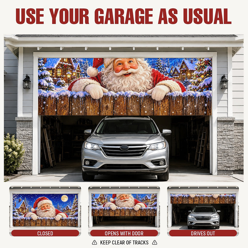 Peeking Santa Garage Door Cover