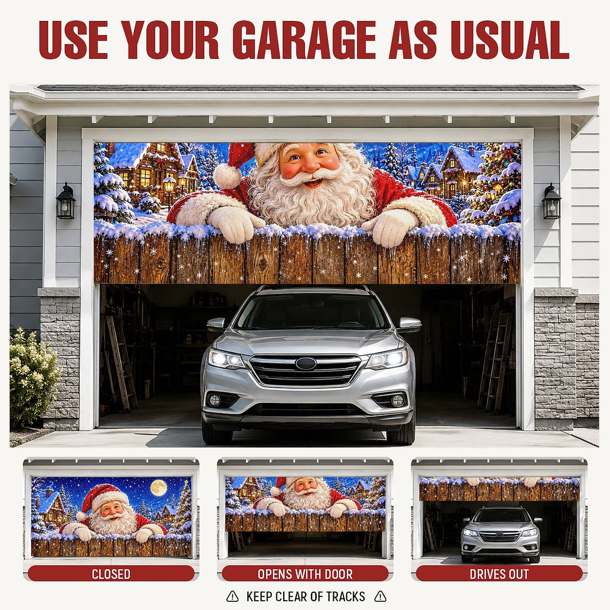 Peeking Santa Garage Door Cover