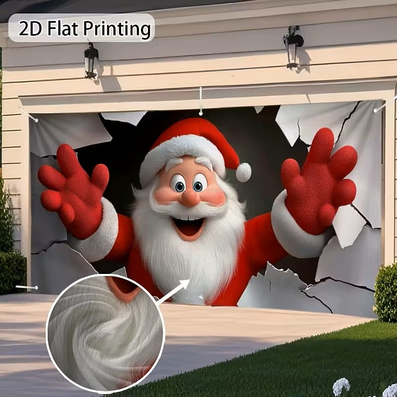 Santa Breakthrough Garage Door Cover
