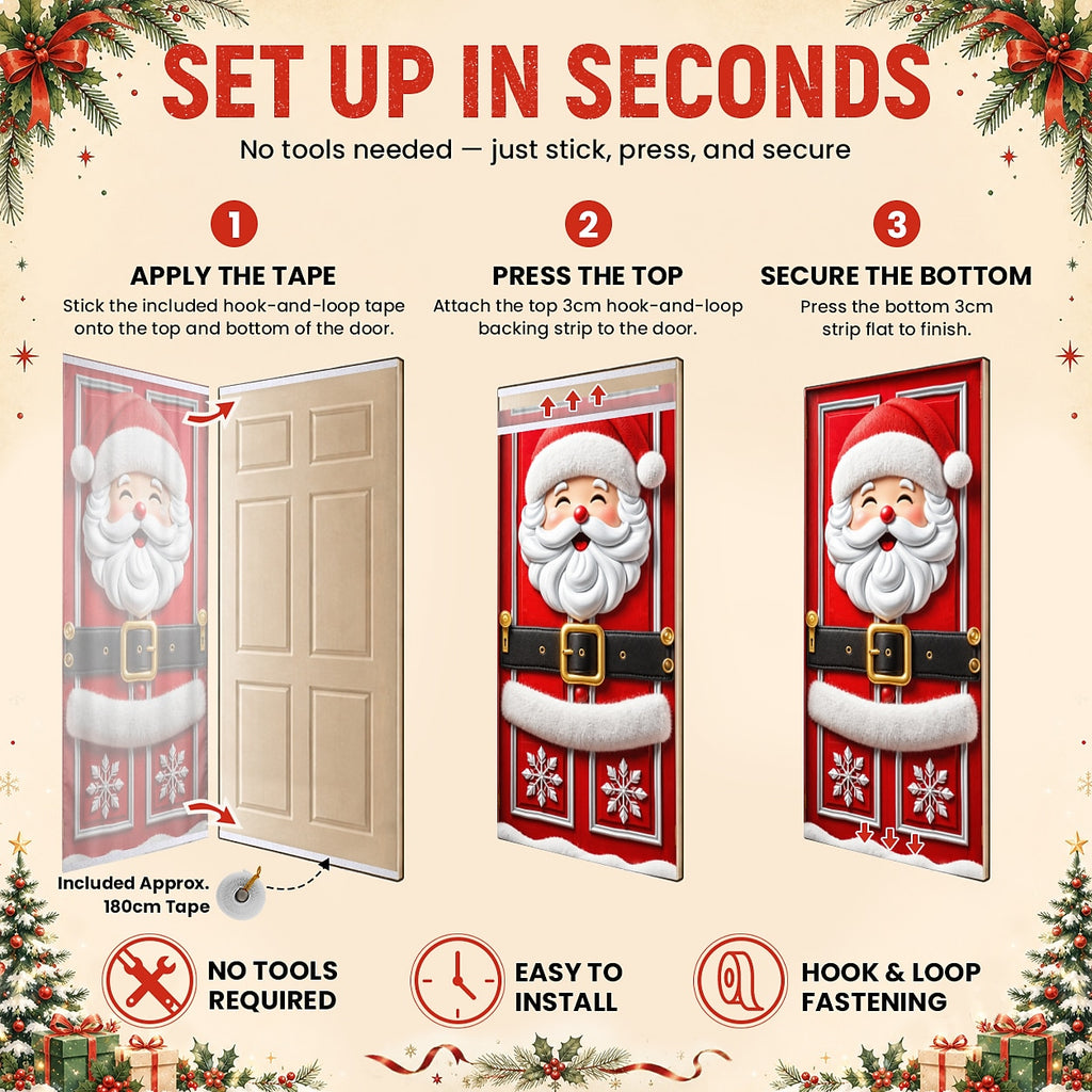 Santa Claus Chimney Christmas Door Cover