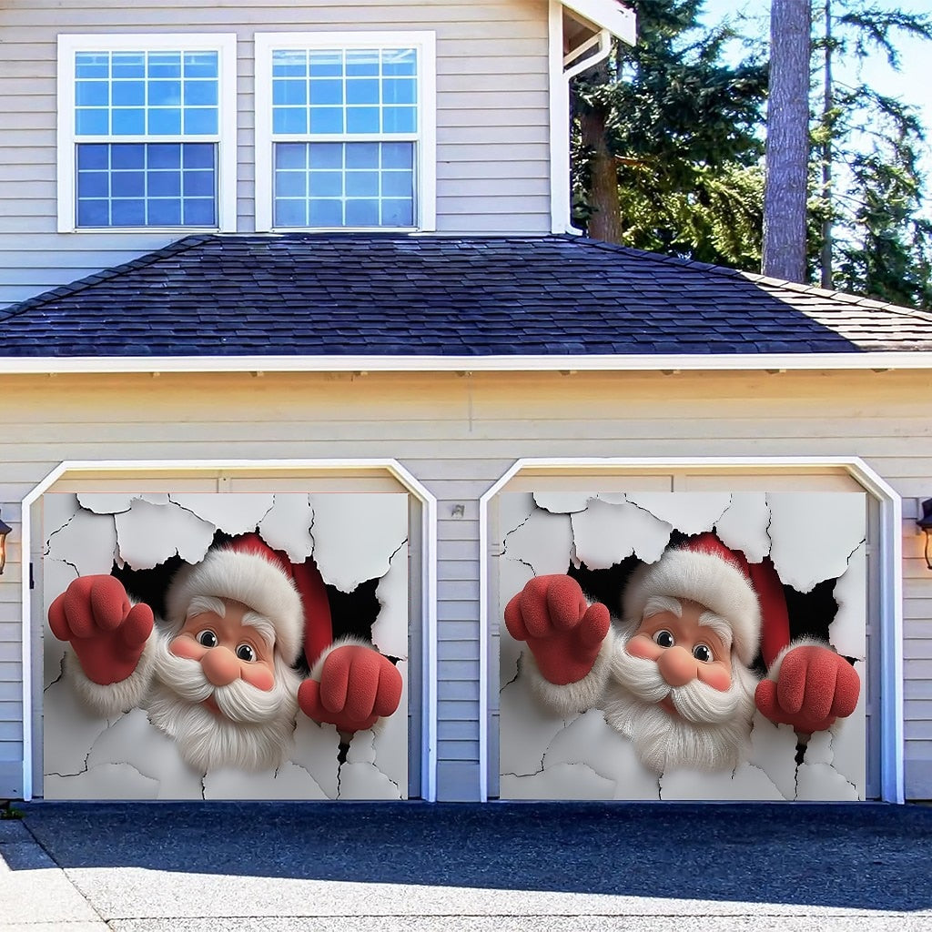 Santa Breakthrough Garage Door Cover