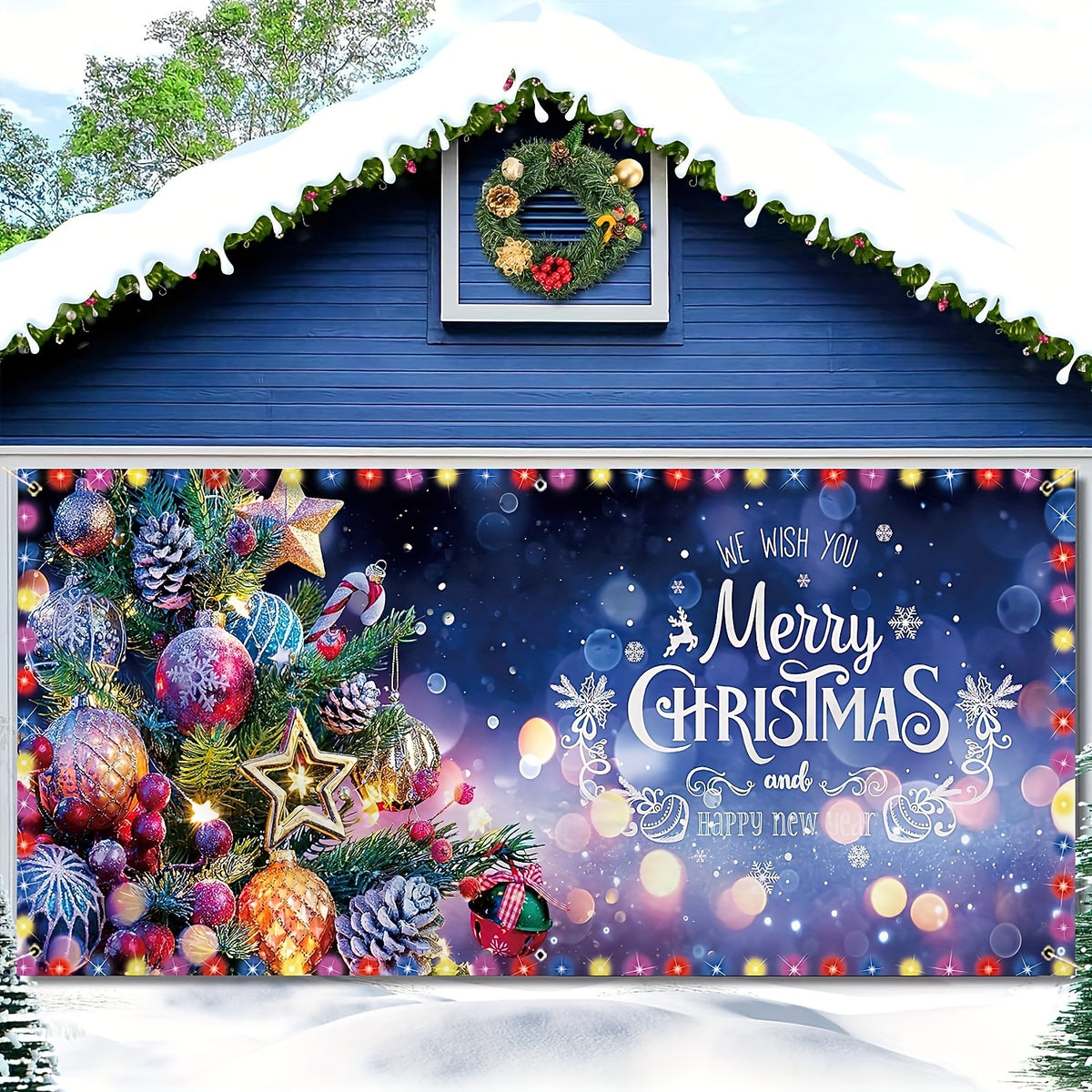 Christmas House & Sleigh Garage Door Cover