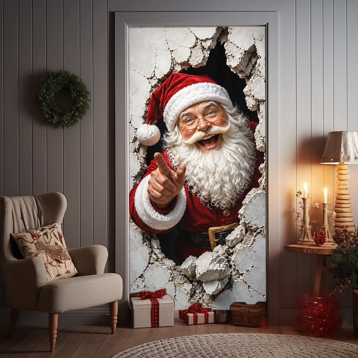 Vintage Santa Claus Christmas Door Cover