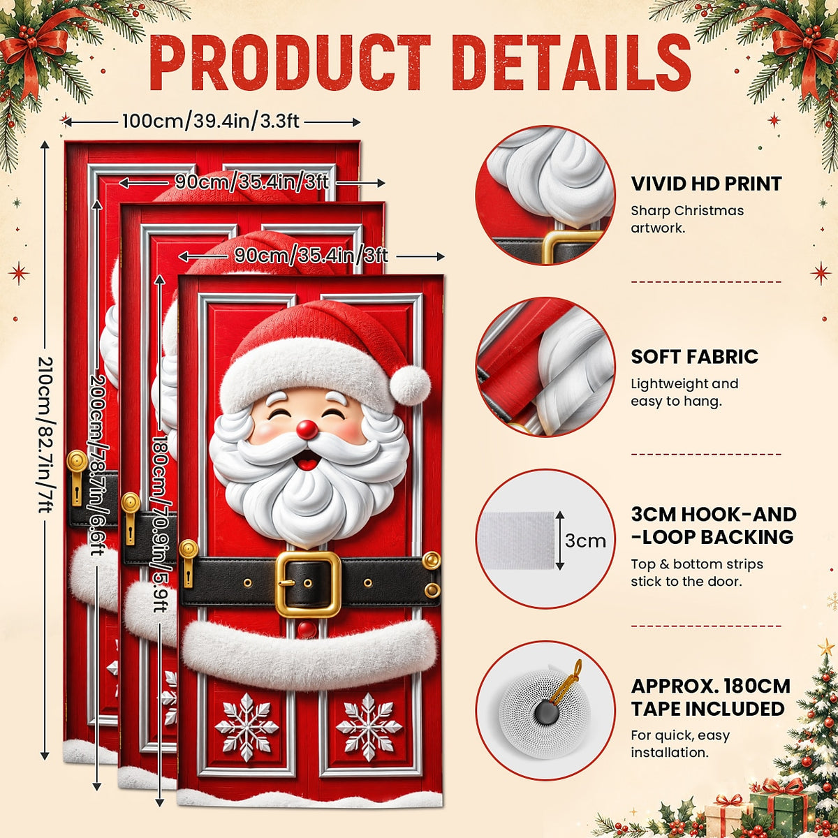 Santa Claus Chimney Christmas Door Cover